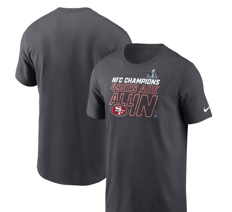 San Francisco 49ers Nike 2023 NFC Champions Locker Room Trophy Collection T-Shirt